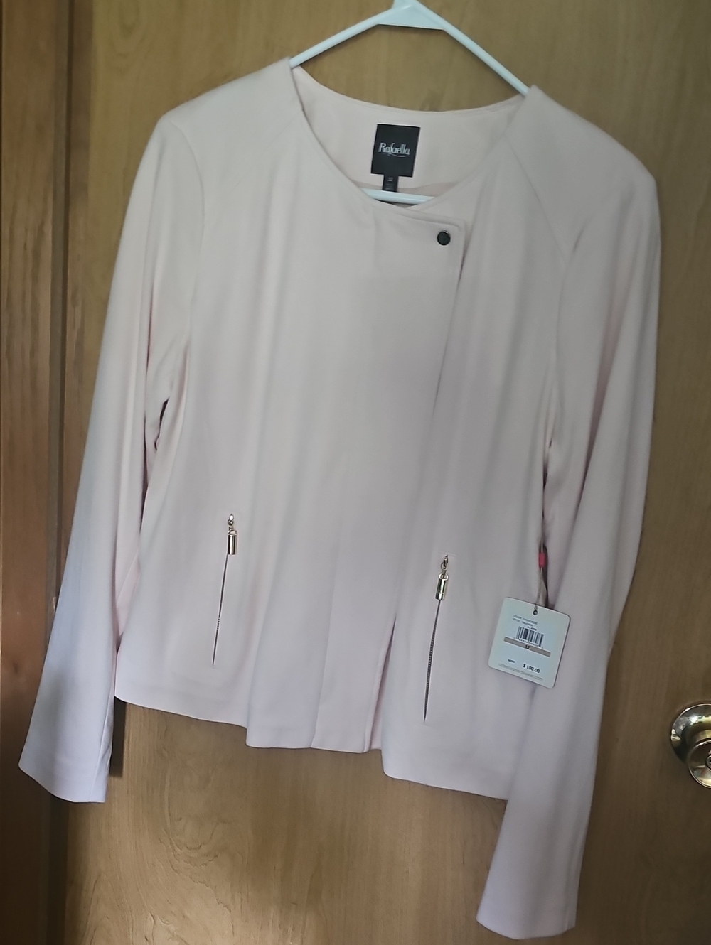 Rafaella Pale Pink Zip-Pocket Blazer